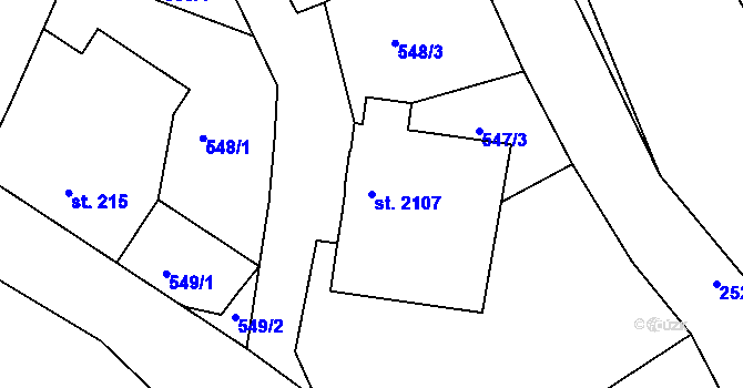Parcela st. 2107 v KÚ Jablonec nad Nisou, Katastrální mapa