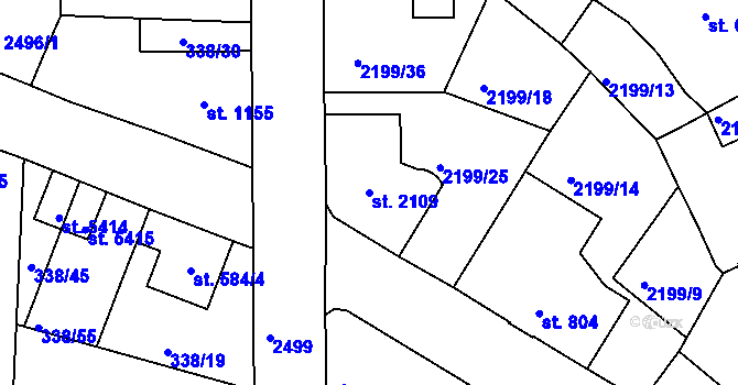 Parcela st. 2109 v KÚ Jablonec nad Nisou, Katastrální mapa