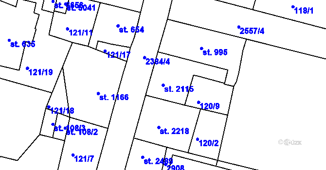 Parcela st. 2115 v KÚ Jablonec nad Nisou, Katastrální mapa