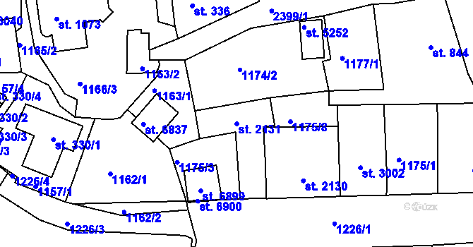 Parcela st. 2131 v KÚ Jablonec nad Nisou, Katastrální mapa