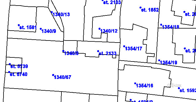 Parcela st. 2133 v KÚ Jablonec nad Nisou, Katastrální mapa