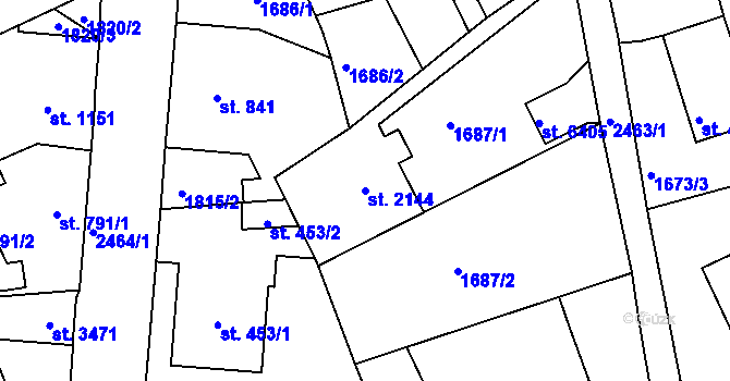 Parcela st. 2144 v KÚ Jablonec nad Nisou, Katastrální mapa