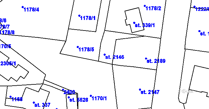 Parcela st. 2146 v KÚ Jablonec nad Nisou, Katastrální mapa