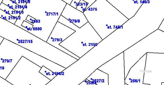 Parcela st. 2150 v KÚ Jablonec nad Nisou, Katastrální mapa