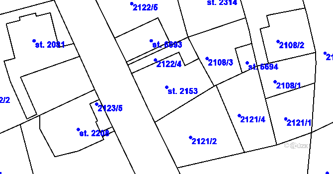 Parcela st. 2153 v KÚ Jablonec nad Nisou, Katastrální mapa