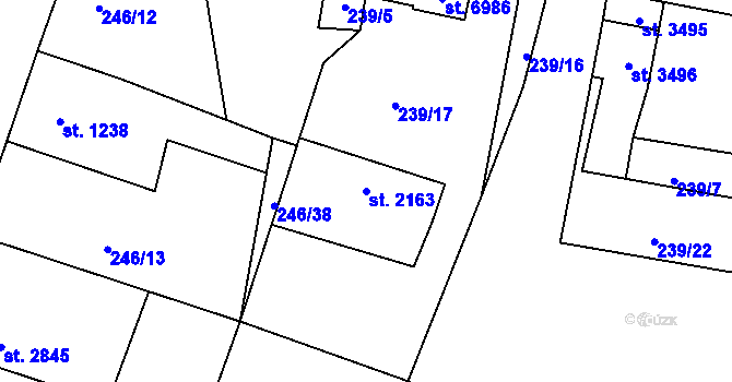 Parcela st. 2163 v KÚ Jablonec nad Nisou, Katastrální mapa