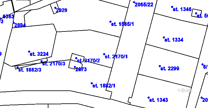 Parcela st. 2170/1 v KÚ Jablonec nad Nisou, Katastrální mapa