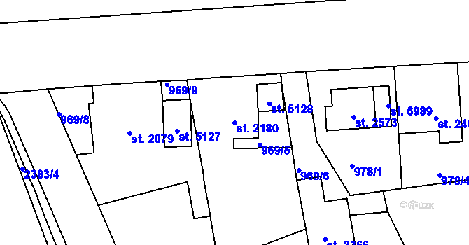 Parcela st. 2180 v KÚ Jablonec nad Nisou, Katastrální mapa