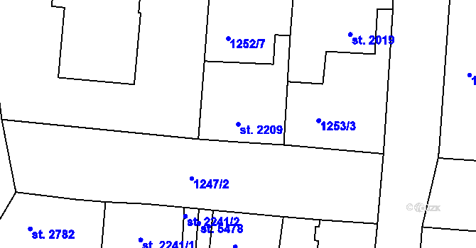 Parcela st. 2209 v KÚ Jablonec nad Nisou, Katastrální mapa