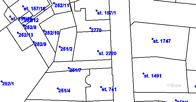 Parcela st. 2220 v KÚ Jablonec nad Nisou, Katastrální mapa