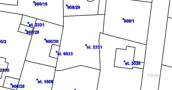 Parcela st. 2231 v KÚ Jablonec nad Nisou, Katastrální mapa