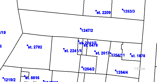 Parcela st. 2241/2 v KÚ Jablonec nad Nisou, Katastrální mapa