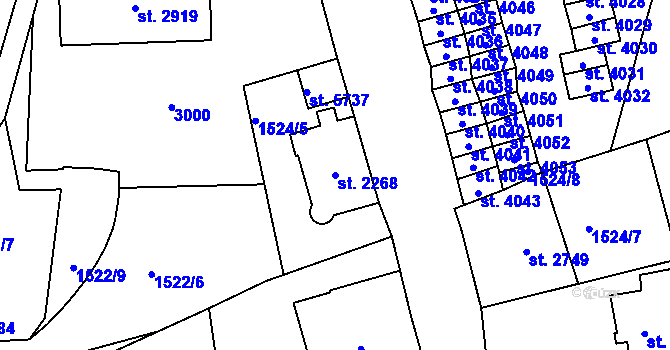 Parcela st. 2268 v KÚ Jablonec nad Nisou, Katastrální mapa