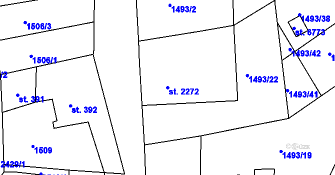 Parcela st. 2272 v KÚ Jablonec nad Nisou, Katastrální mapa