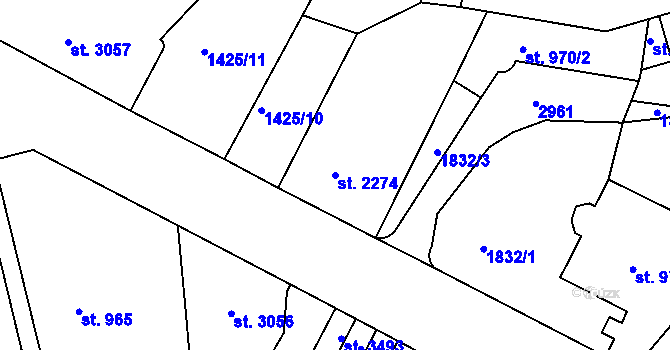 Parcela st. 2274 v KÚ Jablonec nad Nisou, Katastrální mapa