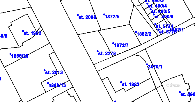 Parcela st. 2278 v KÚ Jablonec nad Nisou, Katastrální mapa