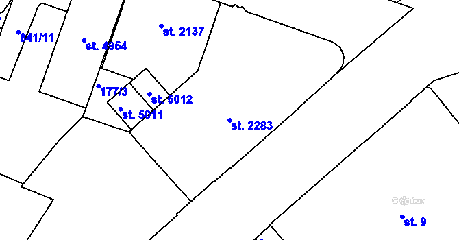 Parcela st. 2283 v KÚ Jablonec nad Nisou, Katastrální mapa