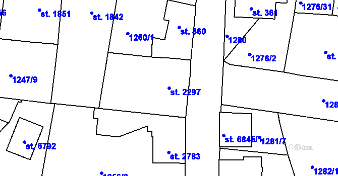 Parcela st. 2297 v KÚ Jablonec nad Nisou, Katastrální mapa