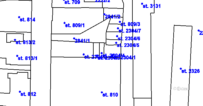 Parcela st. 2304/4 v KÚ Jablonec nad Nisou, Katastrální mapa