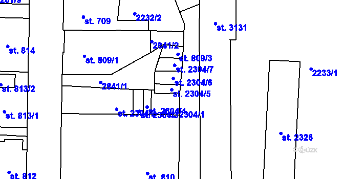 Parcela st. 2304/5 v KÚ Jablonec nad Nisou, Katastrální mapa