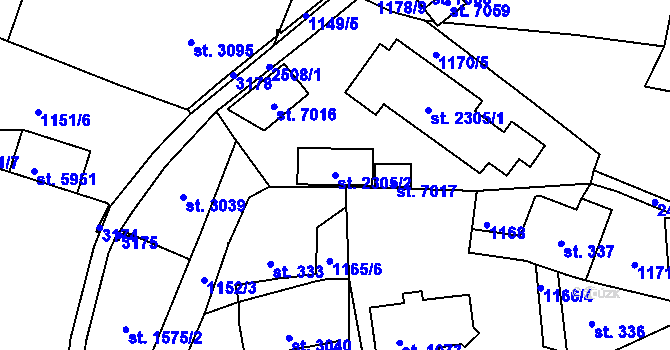 Parcela st. 2305/2 v KÚ Jablonec nad Nisou, Katastrální mapa