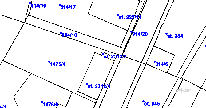 Parcela st. 2312/2 v KÚ Jablonec nad Nisou, Katastrální mapa