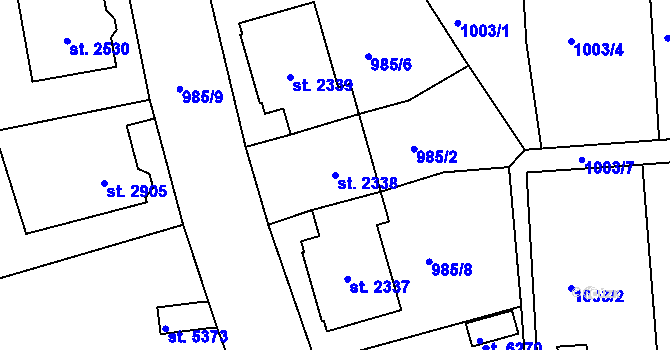 Parcela st. 2338 v KÚ Jablonec nad Nisou, Katastrální mapa