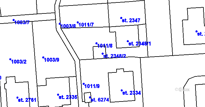 Parcela st. 2348/2 v KÚ Jablonec nad Nisou, Katastrální mapa