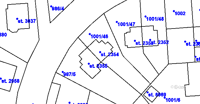 Parcela st. 2354 v KÚ Jablonec nad Nisou, Katastrální mapa