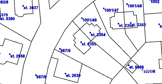 Parcela st. 2355 v KÚ Jablonec nad Nisou, Katastrální mapa