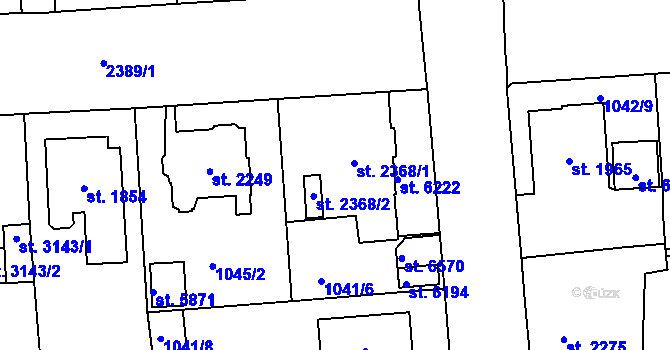 Parcela st. 2368 v KÚ Jablonec nad Nisou, Katastrální mapa