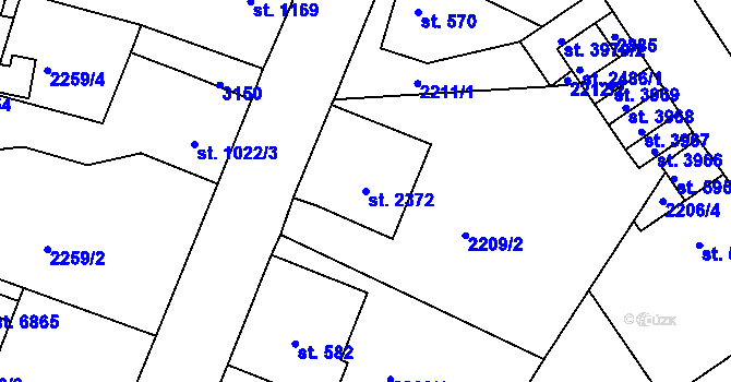 Parcela st. 2372 v KÚ Jablonec nad Nisou, Katastrální mapa