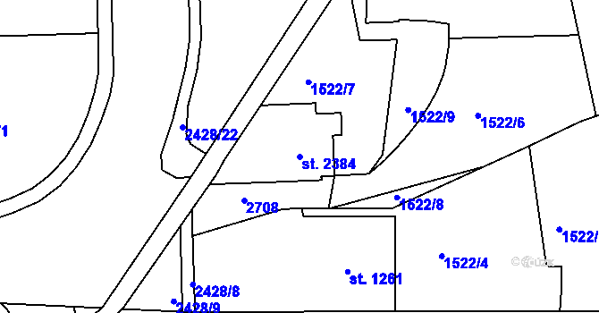 Parcela st. 2384 v KÚ Jablonec nad Nisou, Katastrální mapa