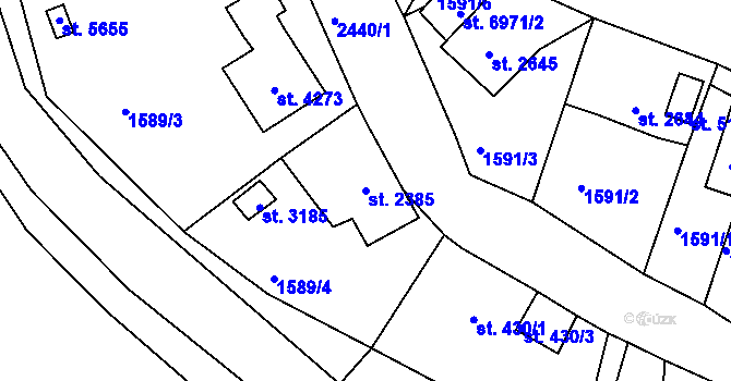 Parcela st. 2385 v KÚ Jablonec nad Nisou, Katastrální mapa