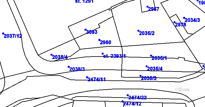 Parcela st. 2393/1 v KÚ Jablonec nad Nisou, Katastrální mapa
