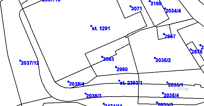 Parcela st. 2393/2 v KÚ Jablonec nad Nisou, Katastrální mapa