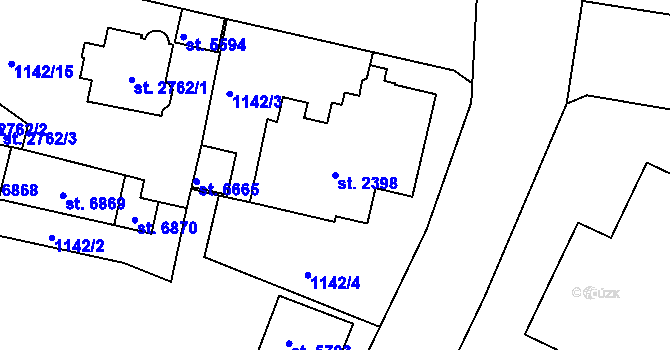 Parcela st. 2398 v KÚ Jablonec nad Nisou, Katastrální mapa