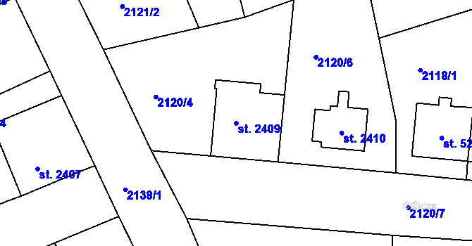 Parcela st. 2409 v KÚ Jablonec nad Nisou, Katastrální mapa