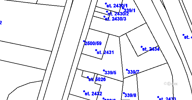 Parcela st. 2431 v KÚ Jablonec nad Nisou, Katastrální mapa