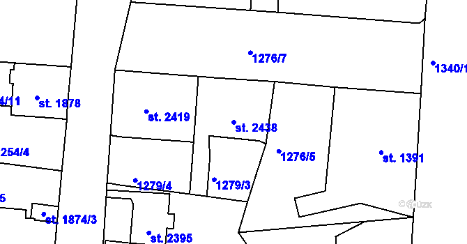 Parcela st. 2438 v KÚ Jablonec nad Nisou, Katastrální mapa