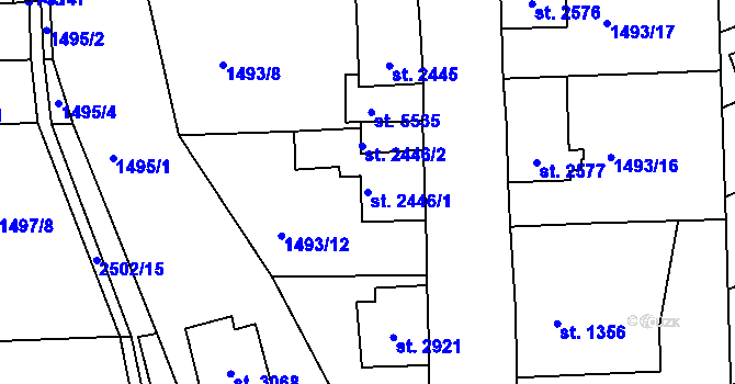Parcela st. 2446/1 v KÚ Jablonec nad Nisou, Katastrální mapa
