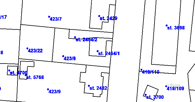 Parcela st. 2464/1 v KÚ Jablonec nad Nisou, Katastrální mapa