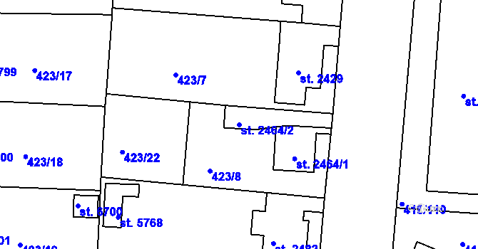 Parcela st. 2464/2 v KÚ Jablonec nad Nisou, Katastrální mapa