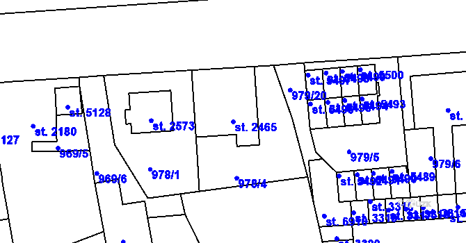Parcela st. 2465 v KÚ Jablonec nad Nisou, Katastrální mapa