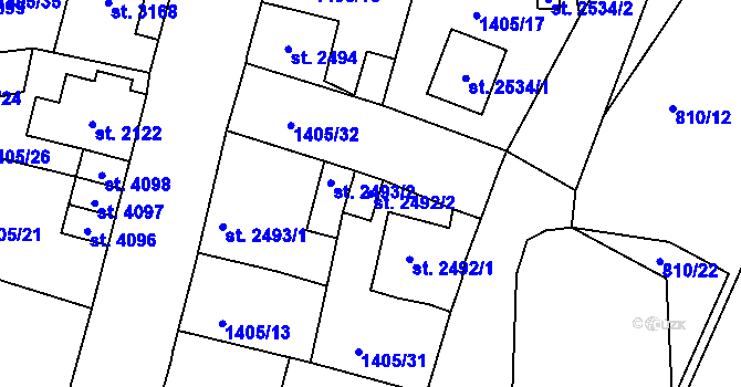 Parcela st. 2492/2 v KÚ Jablonec nad Nisou, Katastrální mapa