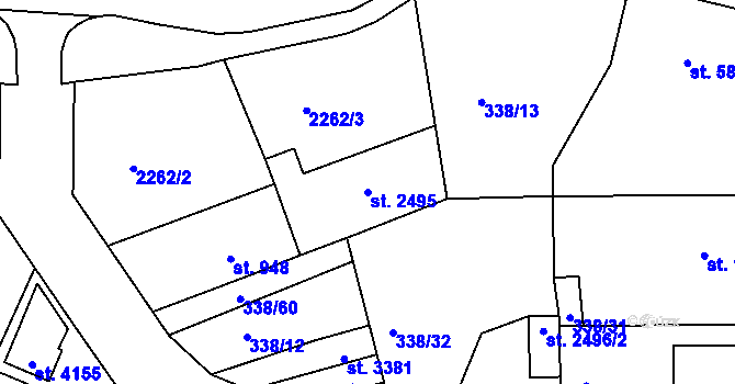 Parcela st. 2495 v KÚ Jablonec nad Nisou, Katastrální mapa