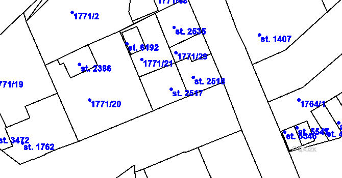 Parcela st. 2517 v KÚ Jablonec nad Nisou, Katastrální mapa