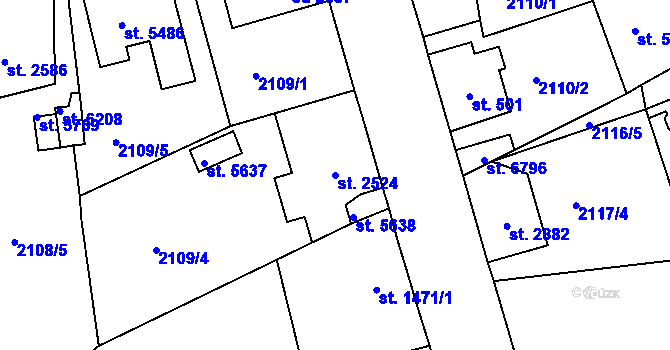 Parcela st. 2524 v KÚ Jablonec nad Nisou, Katastrální mapa