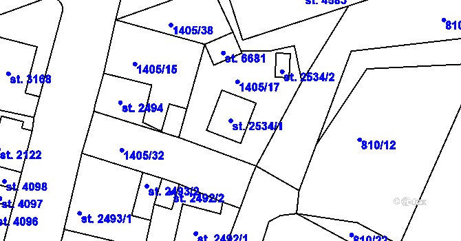 Parcela st. 2534/1 v KÚ Jablonec nad Nisou, Katastrální mapa