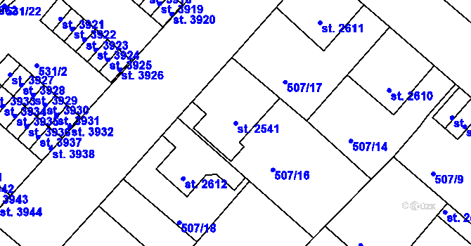 Parcela st. 2541 v KÚ Jablonec nad Nisou, Katastrální mapa